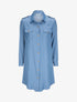 Robe chemise courte unie poches à rabat - Bleu - 1