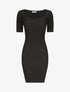Robe courte ajustée unie à col en coeur - Noir - 4