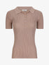 Polo ajusté en maille côtelée - Beige - 1