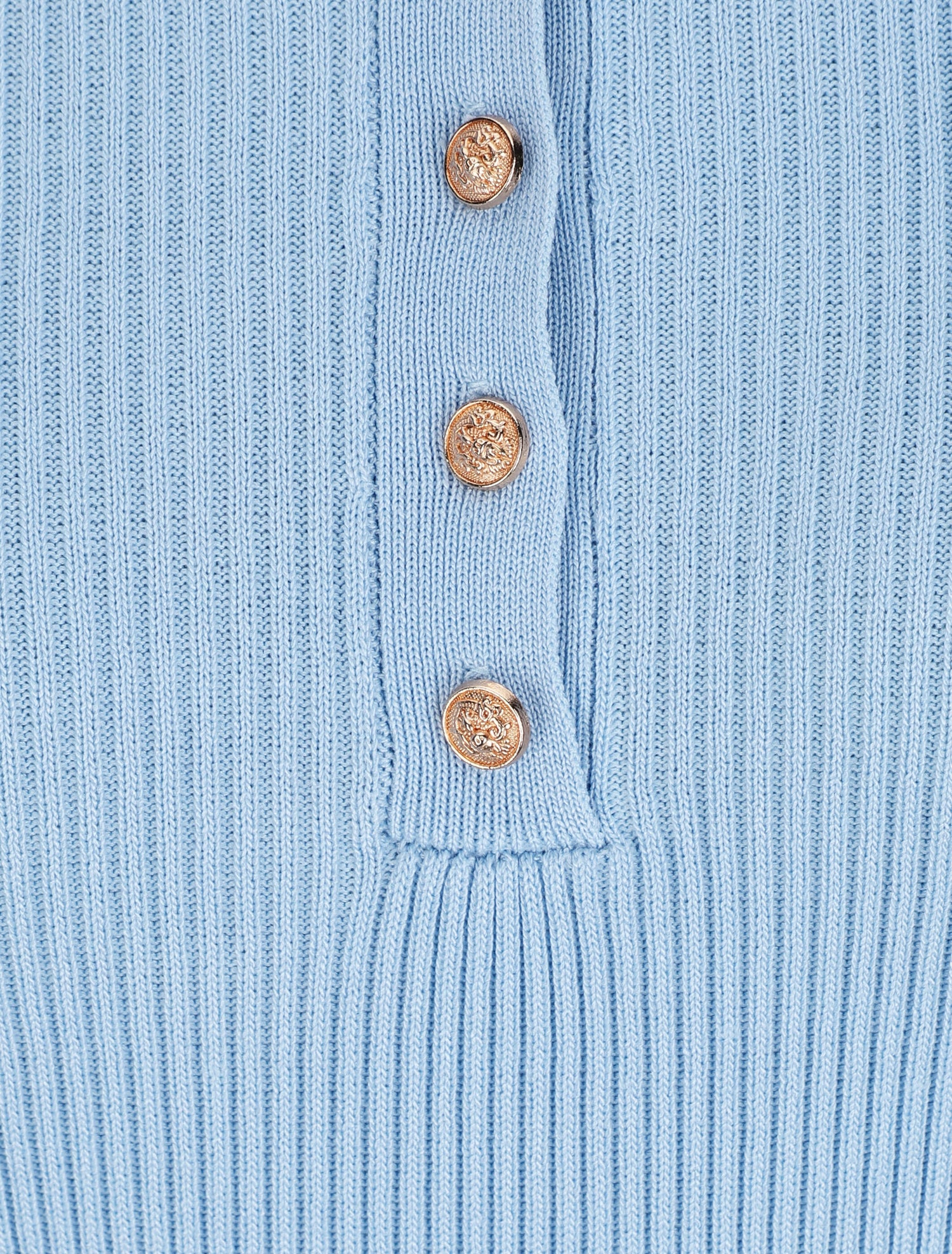 Polo ajusté en maille côtelée - Bleu ciel - 3