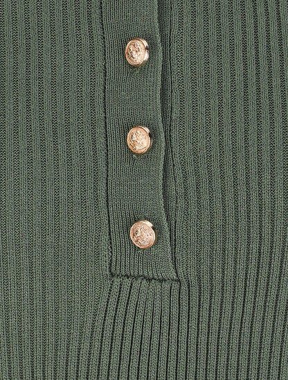 Polo ajusté en maille côtelée - Kaki - 3