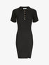 Robe courte ajustée unie à col à pied - Noir - 4