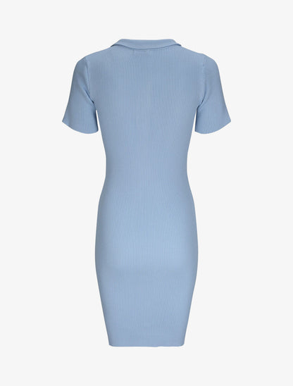 Robe courte ajustée unie à col à pied - Bleu ciel - 2