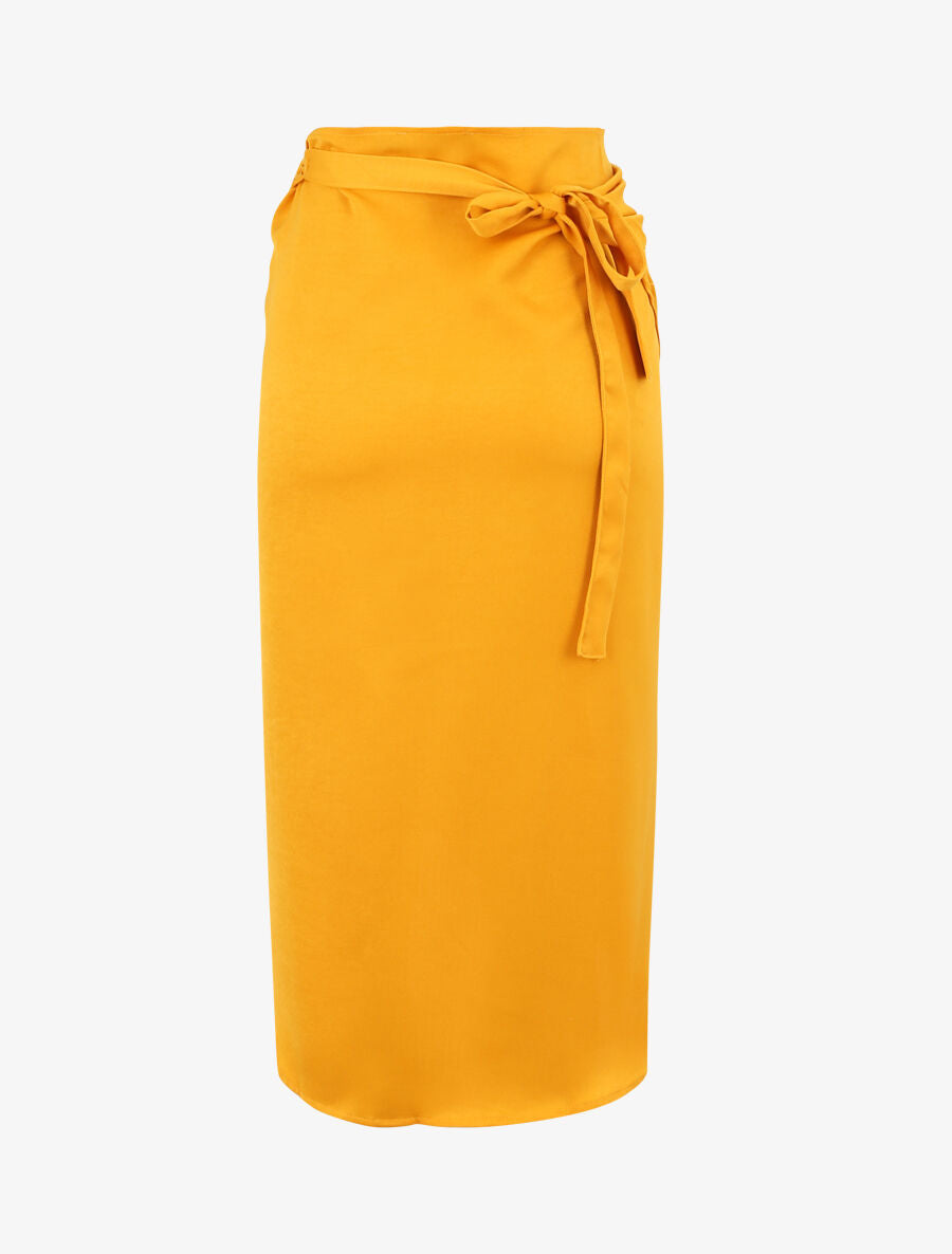 Jupe portefeuille satinée - Jaune - 2