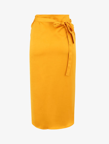 Jupe portefeuille satinée - Jaune - 2