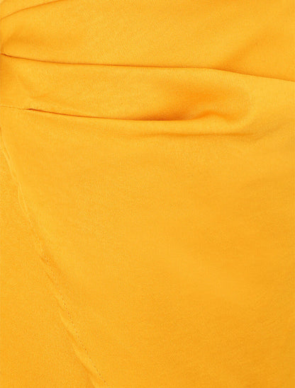 Jupe portefeuille satinée - Jaune - 3