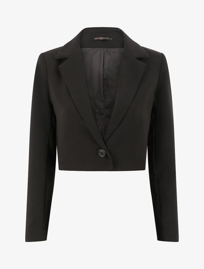 Veste courte unie - Noir - 1