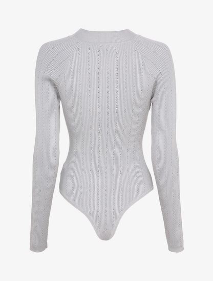Body côtelé à épaules boutonnées - Gris - 2