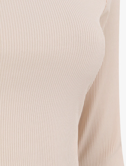 Crop top côtelé unie - Beige - 3