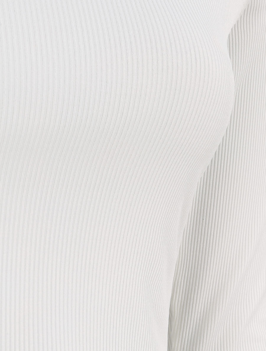 Crop top côtelé unie - Blanc - 3