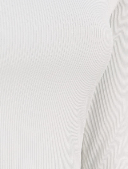 Crop top côtelé unie - Blanc - 3