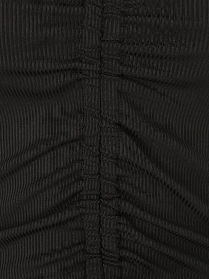 Crop top côtelé avec liens de serrage - Noir - 3