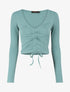 Crop top côtelé avec liens de serrage - Menthe - 4
