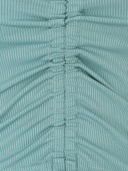 Crop top côtelé avec liens de serrage - Menthe - 3