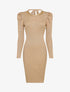 Robe pull côtelée et moulante à détail chaîne - Beige foncé - 4