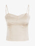 Crop top satiné uni - Beige - 1