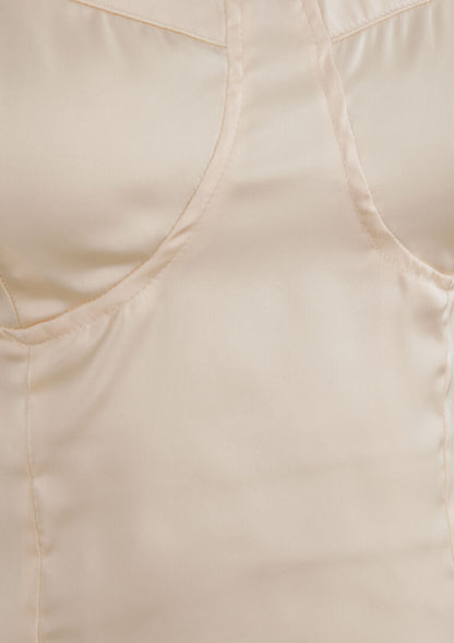 Crop top satiné uni - Beige - 3