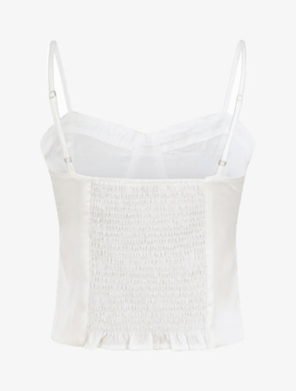 Crop top satiné uni - Blanc - 2