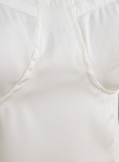 Crop top satiné uni - Blanc - 3