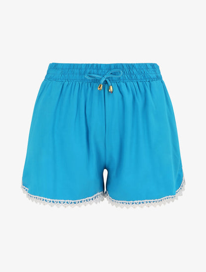 Short de plage léger à détail crochet - Turquoise - 4