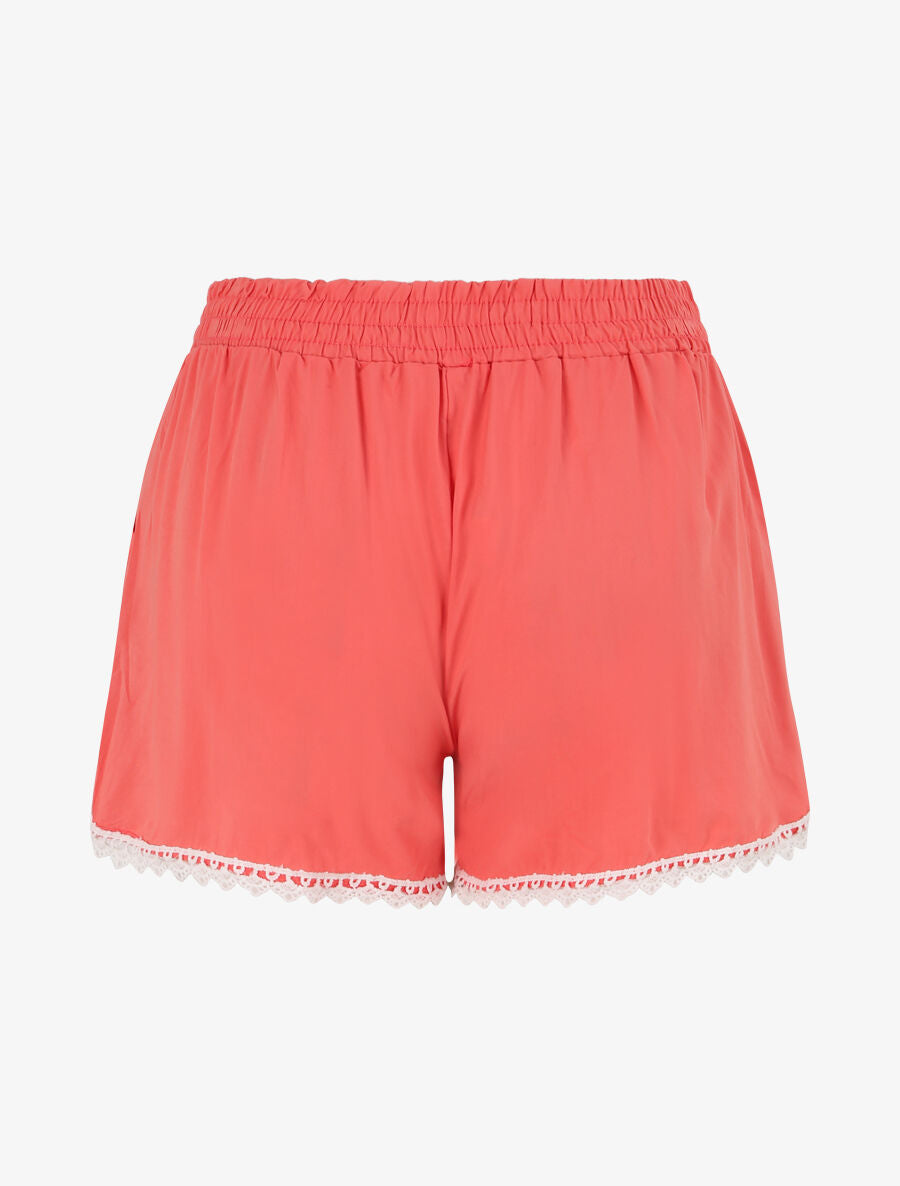 Short de plage léger à détail crochet - Corail - 2