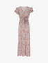 Robe longue empire fendue à imprimé fleurs des champs - Kaki - 4