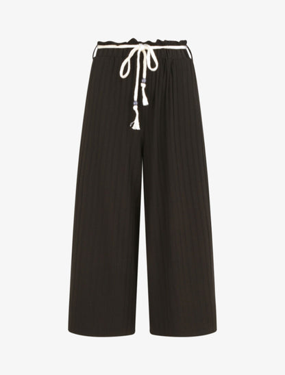 Pantalon ample à taille froncée - Noir - 1