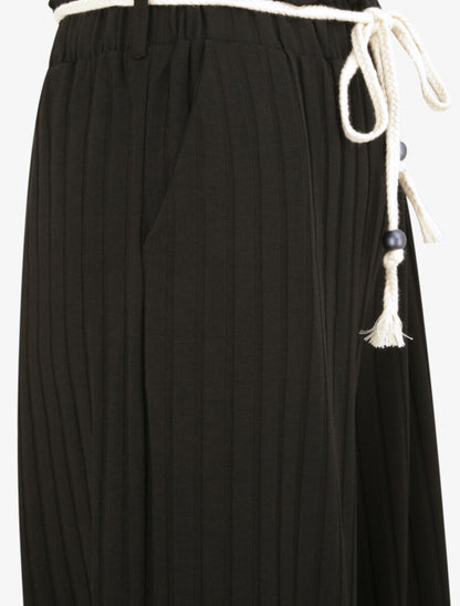 Pantalon ample à taille froncée - Noir - 3
