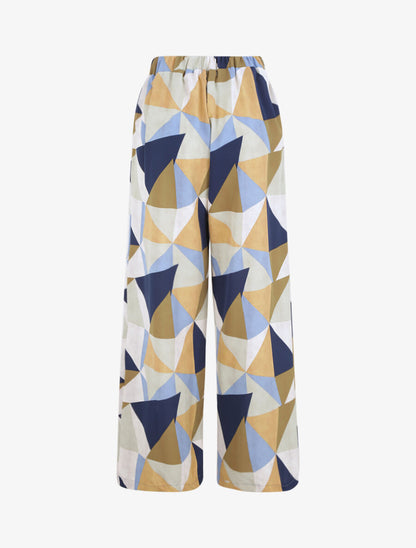 Pantalon ample à imprimé géométrique - Bleu - 2