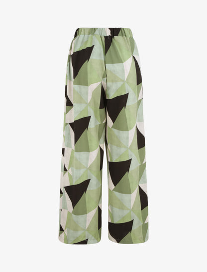 Pantalon ample à imprimé géométrique - Vert - 2