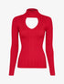 Pull côtelé à décolleté en V - Rouge - 3
