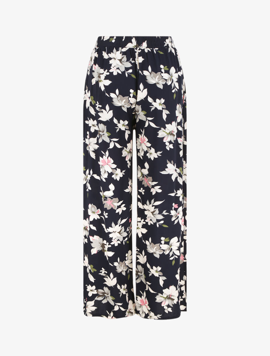 Pantalon ample imprimé été fleuri - Marine - 2