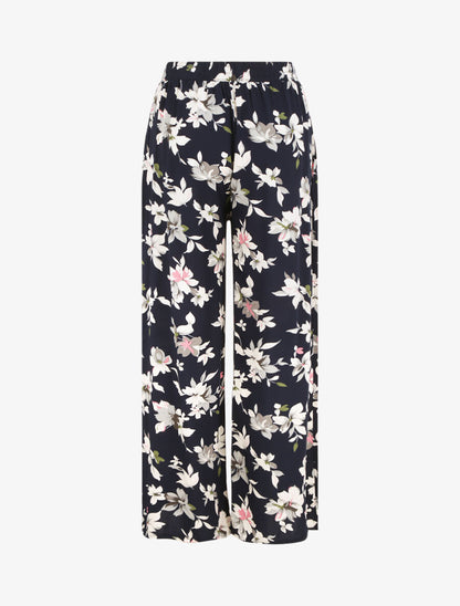 Pantalon ample imprimé été fleuri - Marine - 2