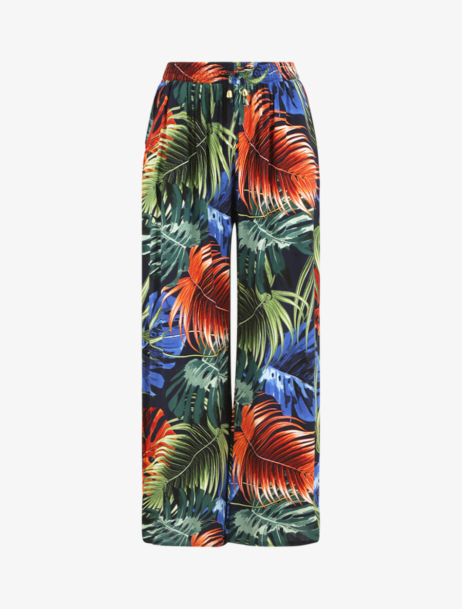 Pantalon ample imprimé jungle - Marine - 5