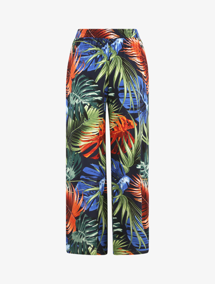 Pantalon ample imprimé jungle - Marine - 2