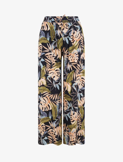 Pantalon ample imprimé tropical - Marine - 5
