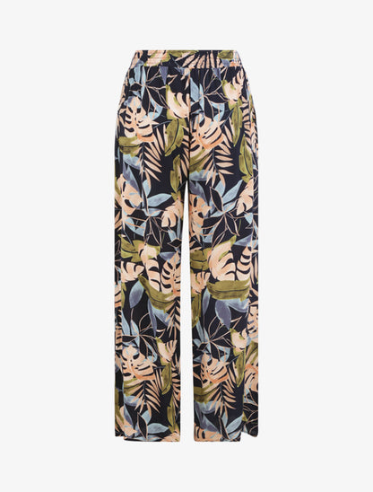 Pantalon ample imprimé tropical - Marine - 2