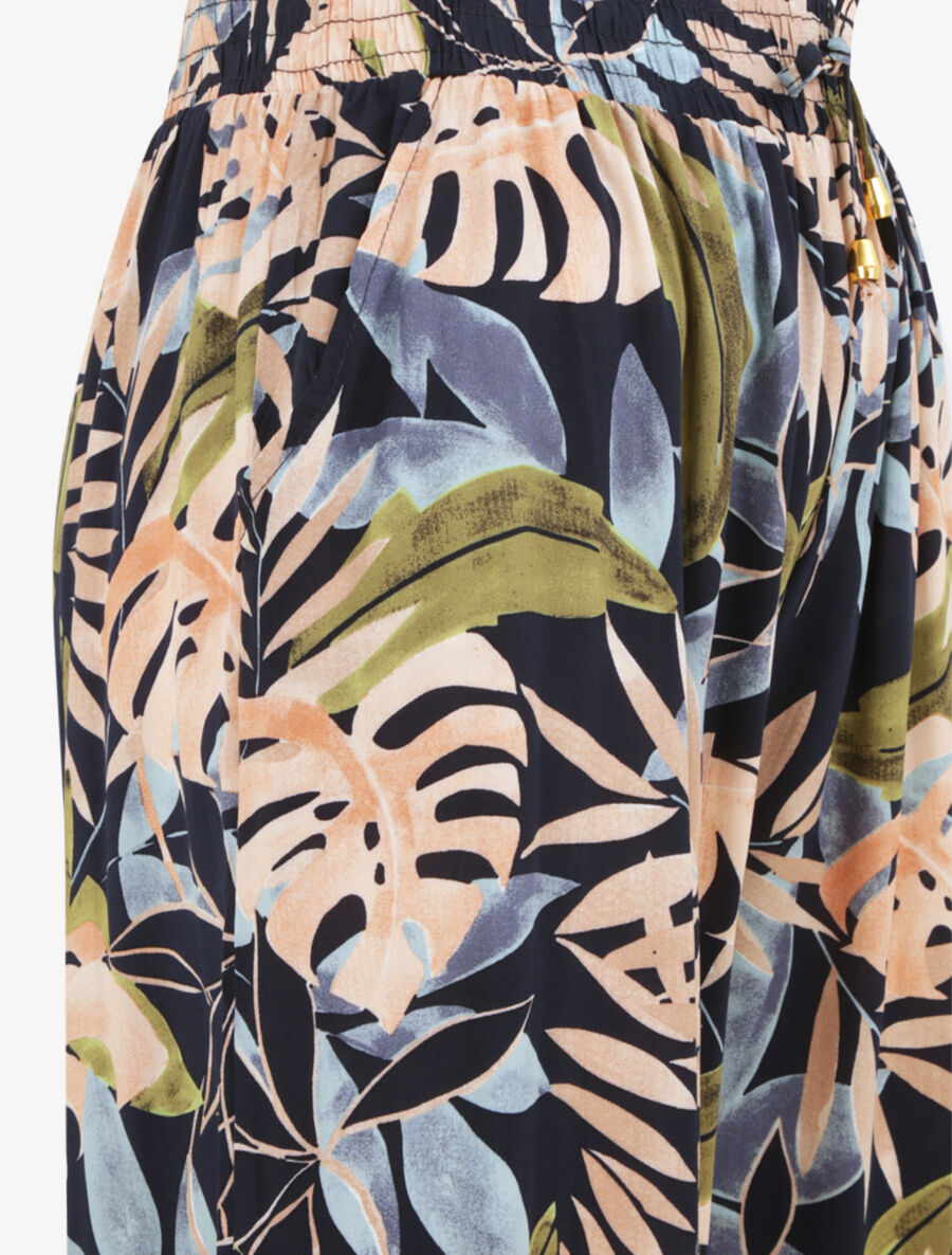 Pantalon ample imprimé tropical - Marine - 3