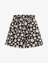 Short à taille froncée imprimé pâquerettes - Noir - 1