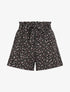 Short à taille froncée imprimé petites fleurs - Noir - 1