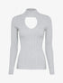 Pull côtelé à décolleté en V - Gris - 3