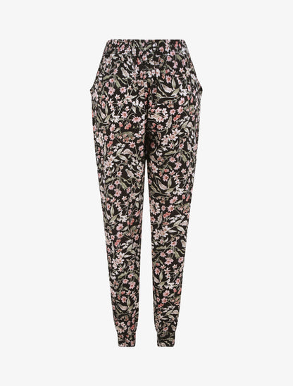 Pantalon harem imprimé fleuri - Noir - 2