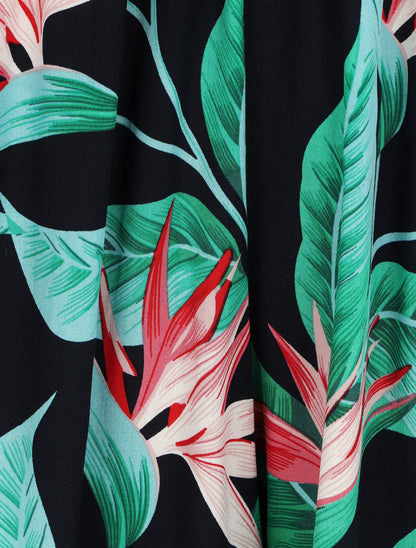 Short fluide imprimé fleurs exotiques - Marine - 3