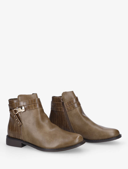 Bottines plates à contrefort python - Taupe - 4