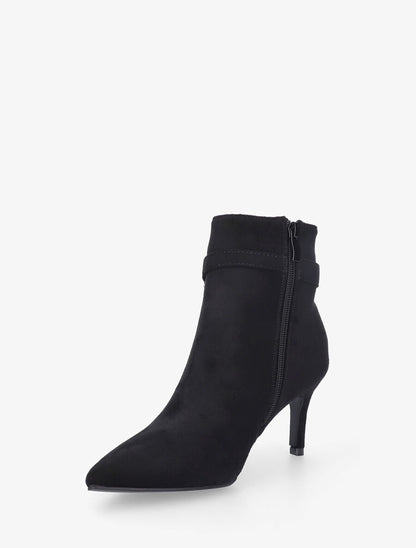 Bottines en suédine à talon aiguille - Noir - 3