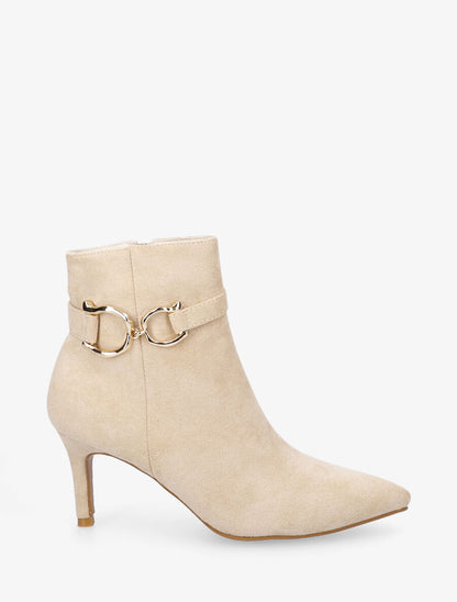 Bottines en suédine à talon aiguille - Beige - 1