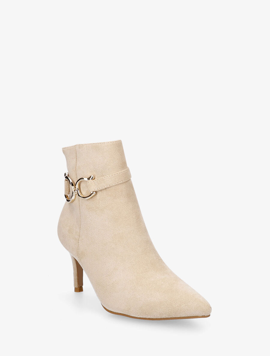 Bottines en suédine à talon aiguille - Beige - 2