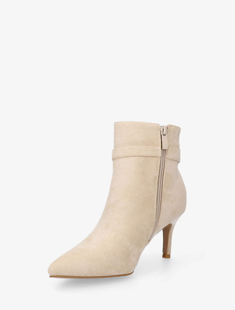 Bottines en suédine à talon aiguille - Beige - 3