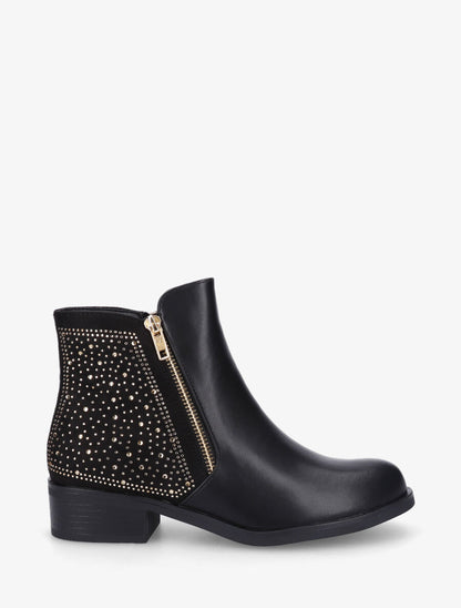 Bottines bi-matière et strass - Noir - 1