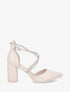 Escarpins unis à talon bloc et strass - Beige - 5
